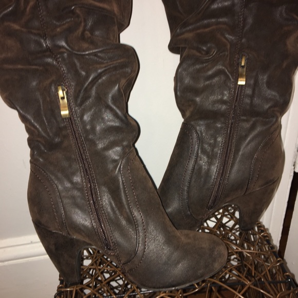 🤑Sale🤑Brown Soft Vegan Leather Slouchy Pirate Boots - Picture 6 of 8